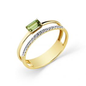 Кольцо из лимонного золота Мастер Бриллиант 06M1-308595-00-60 с бриллиантом и турмалином 06M1-308595-00-60 фото