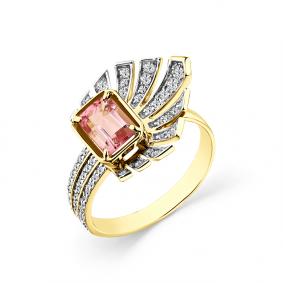 Кольцо из лимонного золота Мастер Бриллиант 06M1-308597-01-60 с бриллиантом и турмалином 06M1-308597-01-60 фото