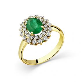 Кольцо из лимонного золота Мастер Бриллиант 06M1-308701-00-01 с бриллиантом и изумрудом 06M1-308701-00-01 фото