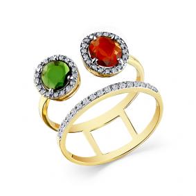 Кольцо из лимонного золота Мастер Бриллиант 06M1-308716-02-55 с бриллиантом и турмалином 06M1-308716-02-55 фото