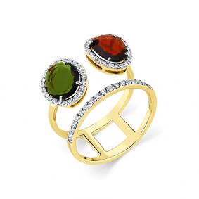 Кольцо из лимонного золота Мастер Бриллиант 06M1-308716-05-55 с бриллиантом и турмалином 06M1-308716-05-55 фото