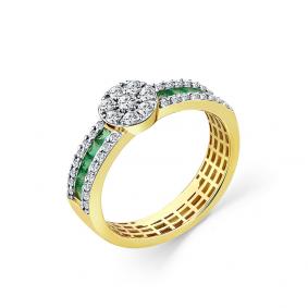Кольцо из лимонного золота Мастер Бриллиант 06M1-308743-00-01 с бриллиантом и изумрудом 06M1-308743-00-01 фото
