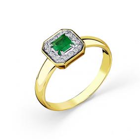 Кольцо из лимонного золота Мастер Бриллиант 06M1-308751-00-01 с бриллиантом и изумрудом 06M1-308751-00-01 фото
