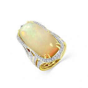 Кольцо из лимонного золота Мастер Бриллиант 06M1-308753-01-36 с бриллиантом и опалом 06M1-308753-01-36 фото