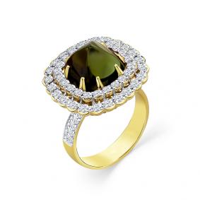 Кольцо из лимонного золота Мастер Бриллиант 06M1-308794-00-18 с бриллиантом и турмалином 06M1-308794-00-18 фото