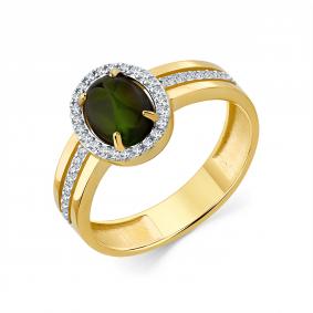 Кольцо из лимонного золота Мастер Бриллиант 06M1-308795-00-60 с бриллиантом и турмалином 06M1-308795-00-60 фото