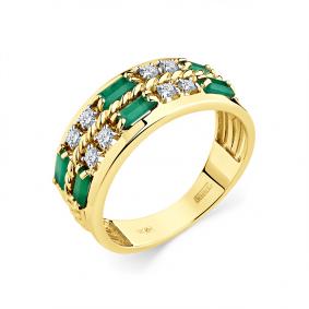 Кольцо из лимонного золота Мастер Бриллиант 06M1-308832-00-01 с бриллиантом и изумрудом 06M1-308832-00-01 фото