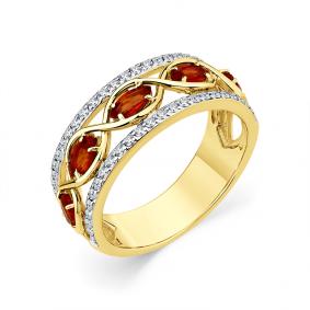 Кольцо из лимонного золота Мастер Бриллиант 06M1-308834-00-47 с бриллиантом и сапфиром 06M1-308834-00-47 фото