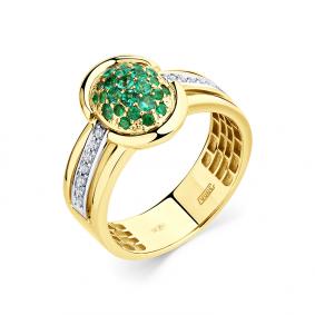 Кольцо из лимонного золота Мастер Бриллиант 06M1-308835-00-01 с бриллиантом и изумрудом 06M1-308835-00-01 фото