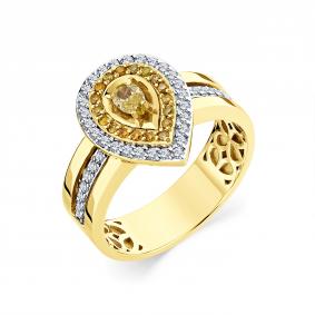 Кольцо из лимонного золота Мастер Бриллиант 06M1-308840-04-55 с бриллиантом 06M1-308840-04-55 фото