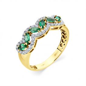 Кольцо из лимонного золота Мастер Бриллиант 06M1-308843-00-01 с бриллиантом и изумрудом 06M1-308843-00-01 фото