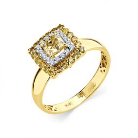 Кольцо из лимонного золота Мастер Бриллиант 06M1-308869-00-55 с бриллиантом 06M1-308869-00-55 фото