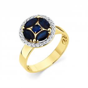 Кольцо из лимонного золота Мастер Бриллиант 06M1-308873-00-02 с бриллиантом и сапфиром 06M1-308873-00-02 фото