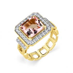 Кольцо из лимонного золота Мастер Бриллиант 06M1-308894-00-13 с бриллиантом и морганитом 06M1-308894-00-13 фото