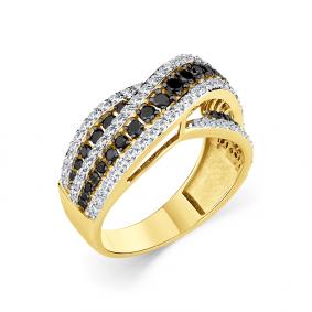 Кольцо из лимонного золота Мастер Бриллиант 06M1-308945-00-55 с бриллиантом и чёрным бриллиантом 06M1-308945-00-55 фото