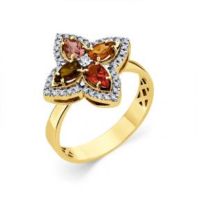 Кольцо из лимонного золота Мастер Бриллиант 06M1-308954-00-60 с бриллиантом и турмалином 06M1-308954-00-60 фото