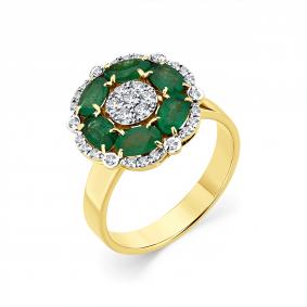 Кольцо из лимонного золота Мастер Бриллиант 06M1-308965-00-01 с бриллиантом и изумрудом 06M1-308965-00-01 фото