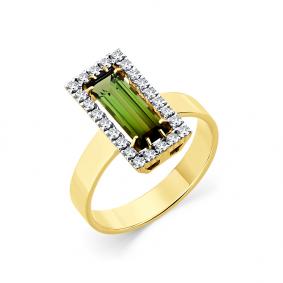 Кольцо из лимонного золота Мастер Бриллиант 06M1-308981-00-18 с бриллиантом и турмалином 06M1-308981-00-18 фото