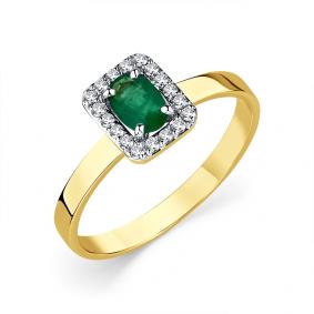 Кольцо из лимонного золота Мастер Бриллиант 06M1-308985-00-01 с бриллиантом и изумрудом 06M1-308985-00-01 фото