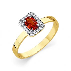 Кольцо из лимонного золота Мастер Бриллиант 06M1-308985-01-47 с бриллиантом и сапфиром 06M1-308985-01-47 фото