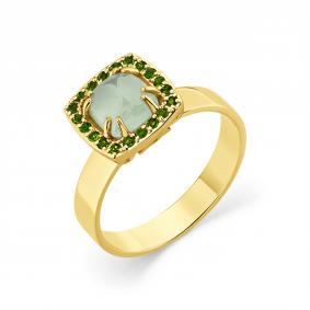 Кольцо из лимонного золота Мастер Бриллиант 06M1-309048-00-56 с аквамарином и хромдиопсидом 06M1-309048-00-56 фото