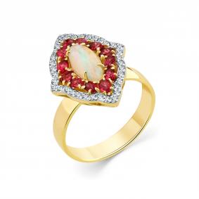 Кольцо из лимонного золота Мастер Бриллиант 06M1-309050-00-55 с бриллиантом, опалом и шпинелью 06M1-309050-00-55 фото