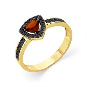 Кольцо из лимонного золота Мастер Бриллиант 06M1-309062-00-55 с турмалином и чёрным бриллиантом 06M1-309062-00-55 фото