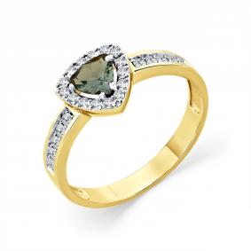 Кольцо из лимонного золота Мастер Бриллиант 06M1-309062-00-60 с бриллиантом и турмалином 06M1-309062-00-60 фото