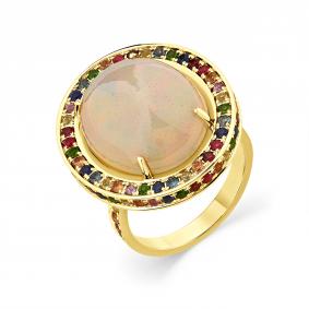 Кольцо из лимонного золота Мастер Бриллиант 06M1-309070-00-55 с сапфиром, опалом и хромдиопсидом 06M1-309070-00-55 фото