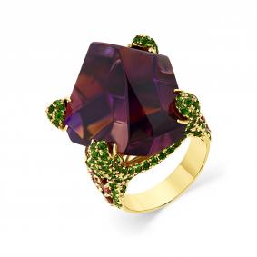 Кольцо из лимонного золота Мастер Бриллиант 06M1-309107-01-55 с аметрином, турмалином и хромдиопсидом 06M1-309107-01-55 фото