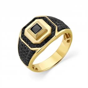 Кольцо из лимонного золота Мастер Бриллиант 06M1-309120-00-48 с чёрным бриллиантом 06M1-309120-00-48 фото
