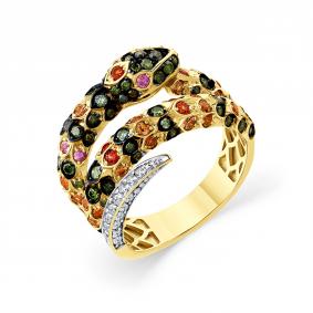 Кольцо Символ года Змея из лимонного золота Мастер Бриллиант с сапфиром и бриллиантом 06M1-309163-00-55 06M1-309163-00-55 фото