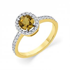 Кольцо из лимонного золота Мастер Бриллиант 06M1-309195-01-60 с бриллиантом и турмалином 06M1-309195-01-60 фото