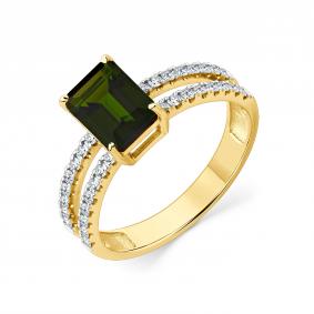 Кольцо из лимонного золота Мастер Бриллиант 06M1-309338-00-37 с бриллиантом и хромдиопсидом 06M1-309338-00-37 фото