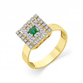 Кольцо из лимонного золота Мастер Бриллиант 06M1-309341-00-01 с бриллиантом и изумрудом 06M1-309341-00-01 фото