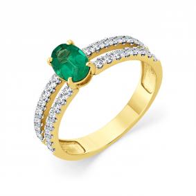Кольцо из лимонного золота Мастер Бриллиант 06M1-309342-00-01 с бриллиантом и изумрудом 06M1-309342-00-01 фото