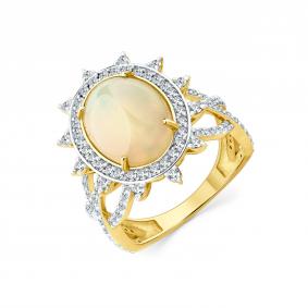 Кольцо из лимонного золота Мастер Бриллиант 06M1-309352-00-36 с бриллиантом и опалом 06M1-309352-00-36 фото