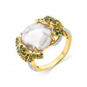 Кольцо из лимонного золота Мастер Бриллиант 06M1-309403-00-55 с бриллиантом и жемчугом 06M1-309403-00-55 фото