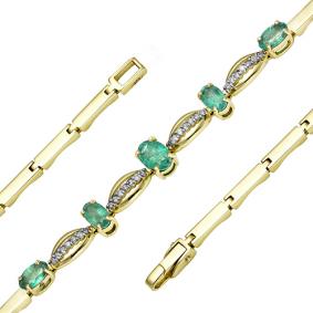 Браслет из лимонного золота Мастер Бриллиант 06M10-165-01 с бриллиантом и изумрудом 06M10-165-01 фото