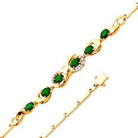 Браслет из лимонного золота Мастер Бриллиант 06M10-234-01 с бриллиантом и изумрудом 06M10-234-01 фото