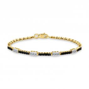 Браслет из лимонного золота Мастер Бриллиант 06M10-320330-00-55 с бриллиантом и чёрным бриллиантом 06M10-320330-00-55 фото