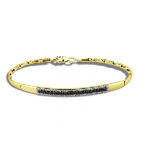 Браслет из лимонного золота Мастер Бриллиант 06M10-320347-01-55 с бриллиантом и чёрным бриллиантом 06M10-320347-01-55 фото