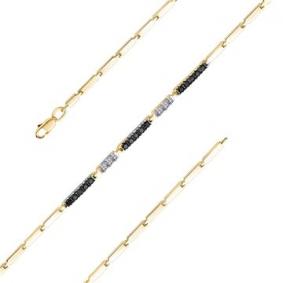 Браслет из лимонного золота Мастер Бриллиант 06M10-320396-00-55 с бриллиантом и чёрным бриллиантом 06M10-320396-00-55 фото