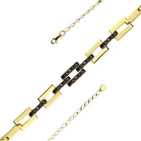 Браслет из лимонного золота Мастер Бриллиант 06M10-320402-00-48 с чёрным бриллиантом 06M10-320402-00-48 фото