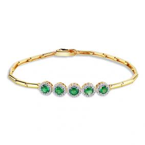 Браслет из лимонного золота Мастер Бриллиант 06M10-320440-00-01 с бриллиантом и изумрудом 06M10-320440-00-01 фото