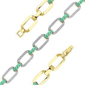 Браслет из лимонного золота Мастер Бриллиант 06M10-320452-00-01 с бриллиантом и изумрудом 06M10-320452-00-01 фото