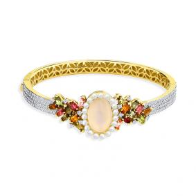 Золотой браслет Мастер Бриллиант с жемчугом,турмалином и лунным камнем 06M10-320458-00-55 06M10-320458-00-55 фото