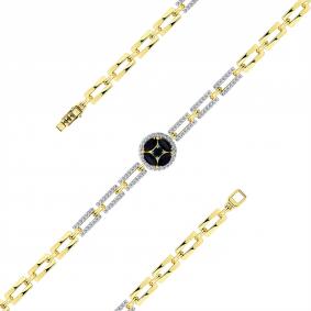 Браслет из лимонного золота Мастер Бриллиант 06M10-320468-00-02 с бриллиантом и сапфиром 06M10-320468-00-02 фото