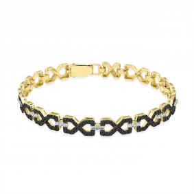 Браслет из лимонного золота Мастер Бриллиант 06M10-320482-00-55 с бриллиантом и чёрным бриллиантом 06M10-320482-00-55 фото