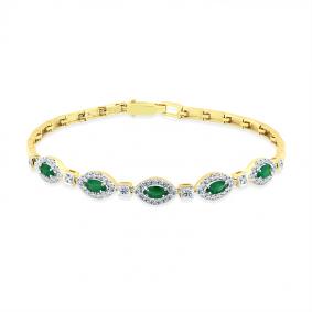 Браслет из лимонного золота Мастер Бриллиант 06M10-320488-00-01 с бриллиантом и изумрудом 06M10-320488-00-01 фото